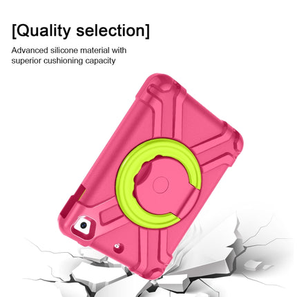 For iPad MINI1/2/3 EVA + PC Flat Protective Shell with 360 ° Rotating Bracket(Rose Red+Grass Green)-garmade.com