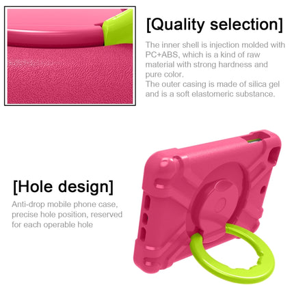 For iPad MINI1/2/3 EVA + PC Flat Protective Shell with 360 ° Rotating Bracket(Rose Red+Grass Green)-garmade.com
