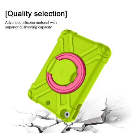 For iPad MINI 4/5 EVA + PC Flat Protective Shell with 360 ° Rotating Bracket(Grass Green+Rose Red)-garmade.com