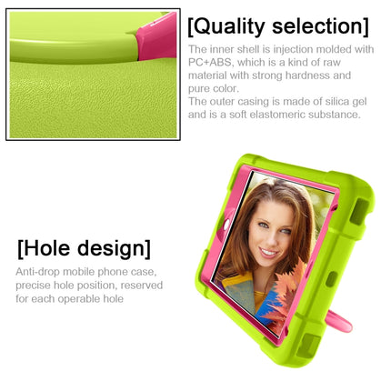 For iPad MINI 4/5 EVA + PC Flat Protective Shell with 360 ° Rotating Bracket(Grass Green+Rose Red)-garmade.com