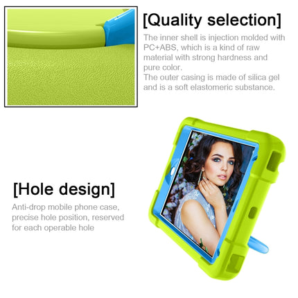 For iPad MINI 4/5 EVA + PC Flat Protective Shell with 360 ° Rotating Bracket(Grass Green+Blue)-garmade.com