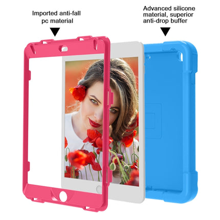 For iPad MINI 4/5 EVA + PC Flat Protective Shell with 360 ° Rotating Bracket(Blue+Rose Red)-garmade.com