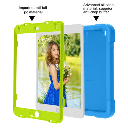 For iPad MINI 4/5 EVA + PC Flat Protective Shell with 360 ° Rotating Bracket(Blue+Grass Green)-garmade.com