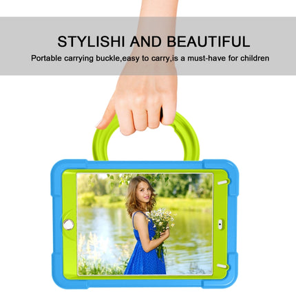 For iPad MINI 4/5 EVA + PC Flat Protective Shell with 360 ° Rotating Bracket(Blue+Grass Green)-garmade.com