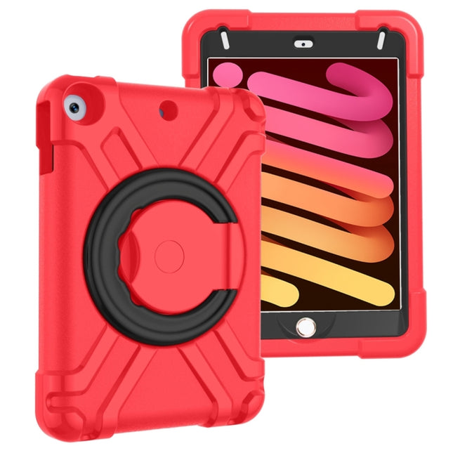 For iPad MINI 4/5 EVA + PC Flat Protective Shell with 360 ° Rotating Bracket(Red+Black)-garmade.com