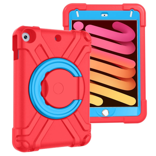 For iPad MINI 4/5 EVA + PC Flat Protective Shell with 360 ° Rotating Bracket(Red+Blue)-garmade.com