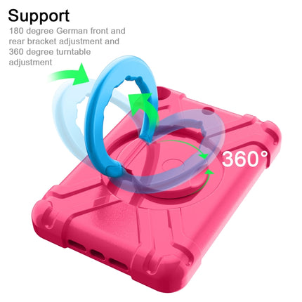 For iPad MINI 4/5 EVA + PC Flat Protective Shell with 360 ° Rotating Bracket(Rose Red+Blue)-garmade.com