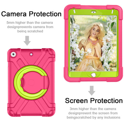 For iPad MINI 4/5 EVA + PC Flat Protective Shell with 360 ° Rotating Bracket(Rose Red+Grass Green)-garmade.com