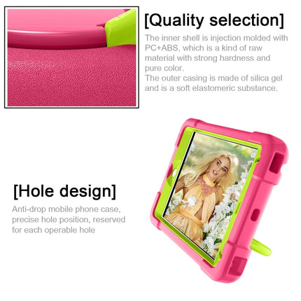 For iPad MINI 4/5 EVA + PC Flat Protective Shell with 360 ° Rotating Bracket(Rose Red+Grass Green)-garmade.com