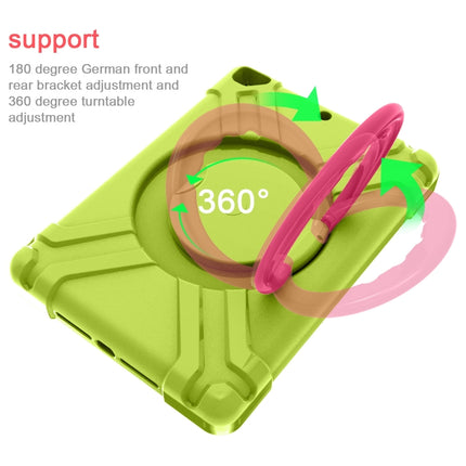 For iPad Air/Air2/Pro9.7 EVA + PC Flat Protective Shell with 360 ° Rotating Bracket(Grass Green+Rose Red)-garmade.com