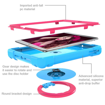 For iPad Air/Air2/Pro9.7 EVA + PC Flat Protective Shell with 360 ° Rotating Bracket(Blue+Rose Red)-garmade.com
