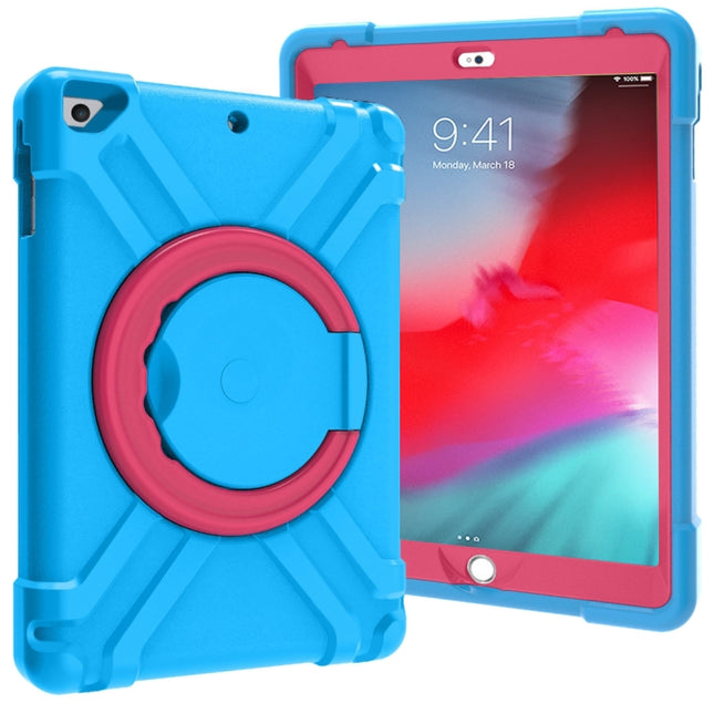 For iPad Air/Air2/Pro9.7 EVA + PC Flat Protective Shell with 360 ° Rotating Bracket(Blue+Rose Red)-garmade.com