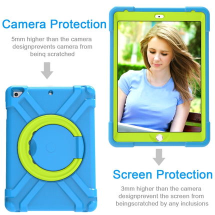 For iPad Air/Air2/Pro9.7 EVA + PC Flat Protective Shell with 360 ° Rotating Bracket(Blue+Grass Green)-garmade.com