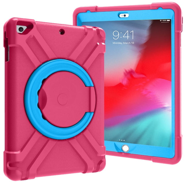 For iPad Air/Air2/Pro9.7 EVA + PC Flat Protective Shell with 360 ° Rotating Bracket(Rose Red+Blue)-garmade.com