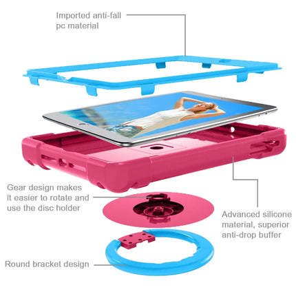 For iPad Air/Air2/Pro9.7 EVA + PC Flat Protective Shell with 360 ° Rotating Bracket(Rose Red+Blue)-garmade.com
