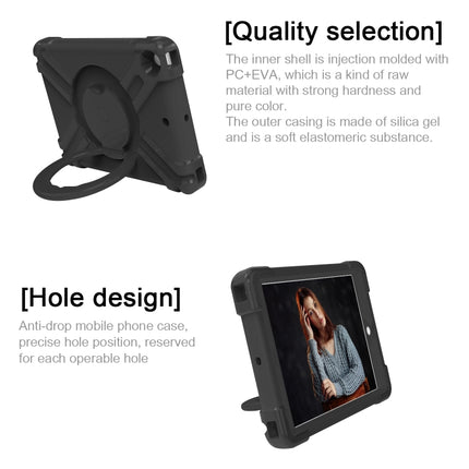 For iPad 10.2 EVA + PC Flat Protective Shell with 360 ° Rotating Bracket(Black+Black)-garmade.com