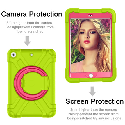 For iPad 10.2 EVA + PC Flat Protective Shell with 360 ° Rotating Bracket(Grass Green+Rose Red)-garmade.com