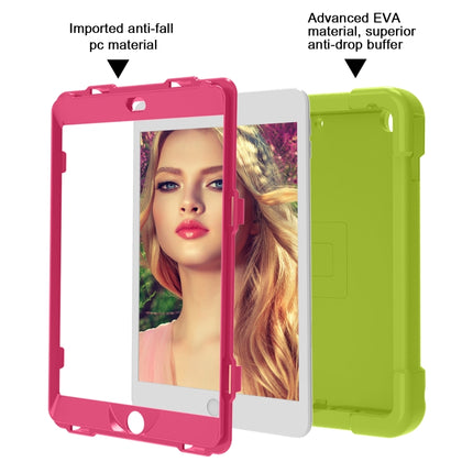 For iPad 10.2 EVA + PC Flat Protective Shell with 360 ° Rotating Bracket(Grass Green+Rose Red)-garmade.com