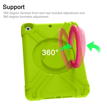 For iPad 10.2 EVA + PC Flat Protective Shell with 360 ° Rotating Bracket(Grass Green+Rose Red)-garmade.com