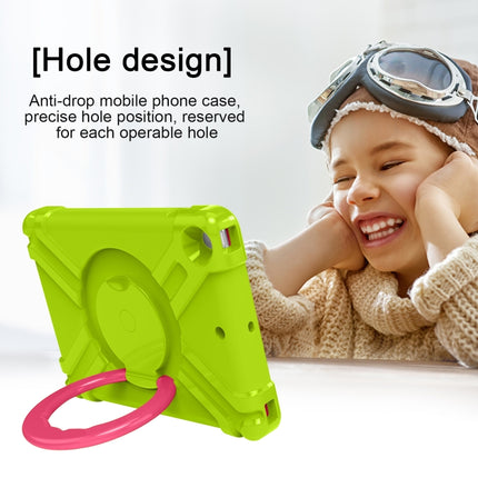 For iPad 10.2 EVA + PC Flat Protective Shell with 360 ° Rotating Bracket(Grass Green+Rose Red)-garmade.com