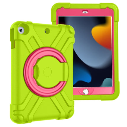 For iPad 10.2 EVA + PC Flat Protective Shell with 360 ° Rotating Bracket(Grass Green+Rose Red)-garmade.com