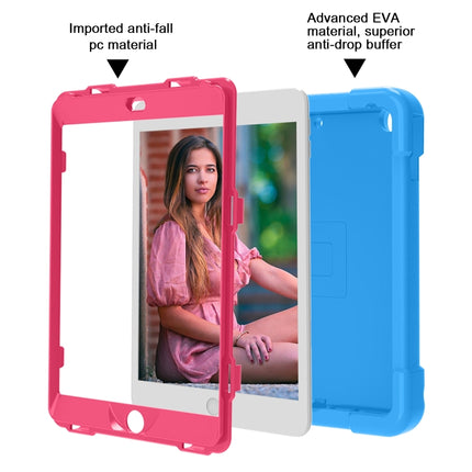 For iPad 10.2 EVA + PC Flat Protective Shell with 360 ° Rotating Bracket(Blue+Rose Red)-garmade.com