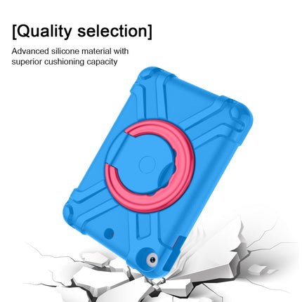 For iPad 10.2 EVA + PC Flat Protective Shell with 360 ° Rotating Bracket(Blue+Rose Red)-garmade.com