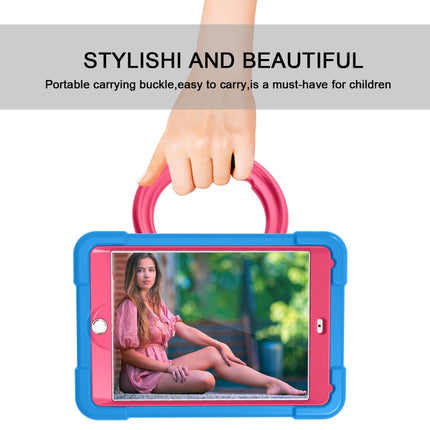 For iPad 10.2 EVA + PC Flat Protective Shell with 360 ° Rotating Bracket(Blue+Rose Red)-garmade.com