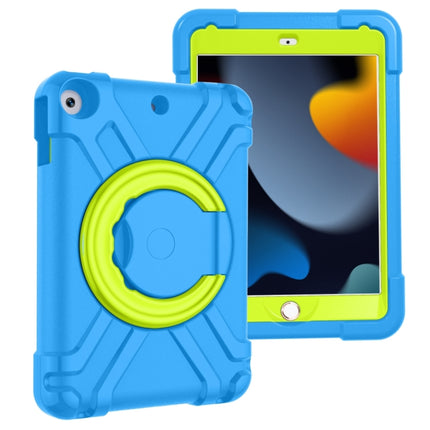 For iPad 10.2 EVA + PC Flat Protective Shell with 360 ° Rotating Bracket(Blue+Grass Green)-garmade.com