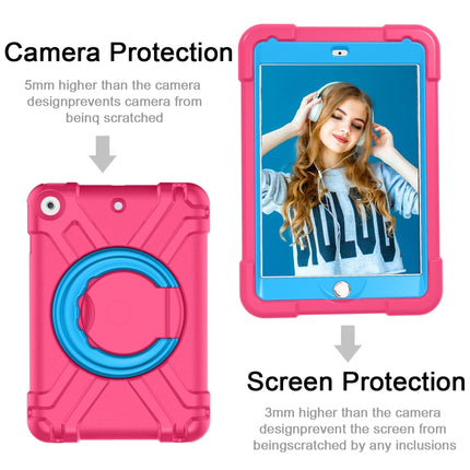 For iPad 10.2 EVA + PC Flat Protective Shell with 360 ° Rotating Bracket(Rose Red+Blue)-garmade.com