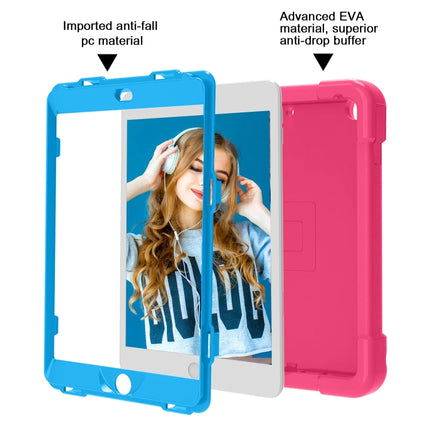 For iPad 10.2 EVA + PC Flat Protective Shell with 360 ° Rotating Bracket(Rose Red+Blue)-garmade.com