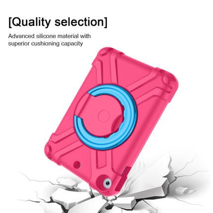 For iPad 10.2 EVA + PC Flat Protective Shell with 360 ° Rotating Bracket(Rose Red+Blue)-garmade.com