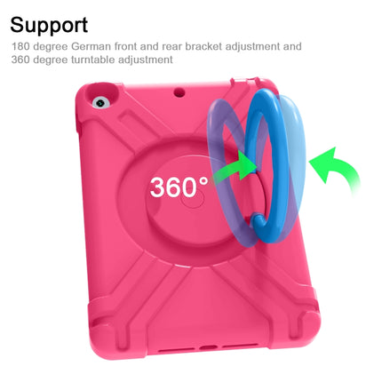 For iPad 10.2 EVA + PC Flat Protective Shell with 360 ° Rotating Bracket(Rose Red+Blue)-garmade.com