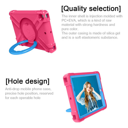 For iPad 10.2 EVA + PC Flat Protective Shell with 360 ° Rotating Bracket(Rose Red+Blue)-garmade.com