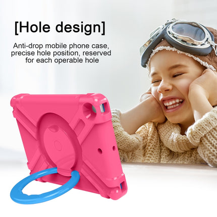 For iPad 10.2 EVA + PC Flat Protective Shell with 360 ° Rotating Bracket(Rose Red+Blue)-garmade.com