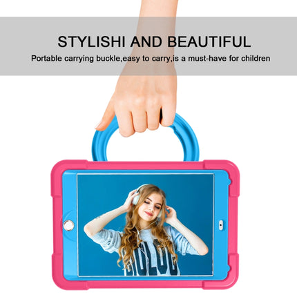 For iPad 10.2 EVA + PC Flat Protective Shell with 360 ° Rotating Bracket(Rose Red+Blue)-garmade.com