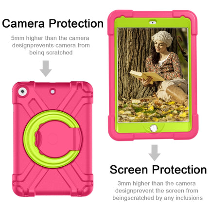 For iPad 10.2 EVA + PC Flat Protective Shell with 360 ° Rotating Bracket(Rose Red+Grass Green)-garmade.com