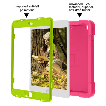 For iPad 10.2 EVA + PC Flat Protective Shell with 360 ° Rotating Bracket(Rose Red+Grass Green)-garmade.com