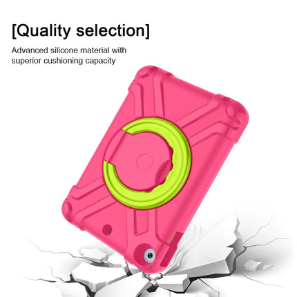 For iPad 10.2 EVA + PC Flat Protective Shell with 360 ° Rotating Bracket(Rose Red+Grass Green)-garmade.com