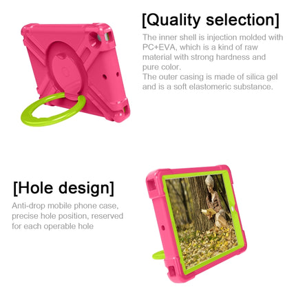 For iPad 10.2 EVA + PC Flat Protective Shell with 360 ° Rotating Bracket(Rose Red+Grass Green)-garmade.com