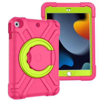 For iPad 10.2 EVA + PC Flat Protective Shell with 360 ° Rotating Bracket(Rose Red+Grass Green)-garmade.com