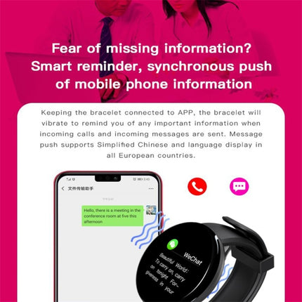 D18 1.3inch TFT Color Screen Smart Watch IP65 Waterproof,Support Call Reminder /Heart Rate Monitoring/Blood Pressure Monitoring/Sleep Monitoring(Purple)-garmade.com
