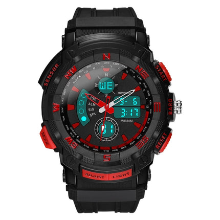 SANDA 775 Watch Male Electronic Watch Adult Middle School Students Youth Multi Functional Sports Water Proof Trend Double Watch(Red)-garmade.com