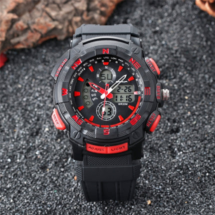 SANDA 775 Watch Male Electronic Watch Adult Middle School Students Youth Multi Functional Sports Water Proof Trend Double Watch(Red)-garmade.com