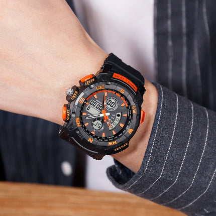 SANDA 775 Watch Male Electronic Watch Adult Middle School Students Youth Multi Functional Sports Water Proof Trend Double Watch(Orange)-garmade.com