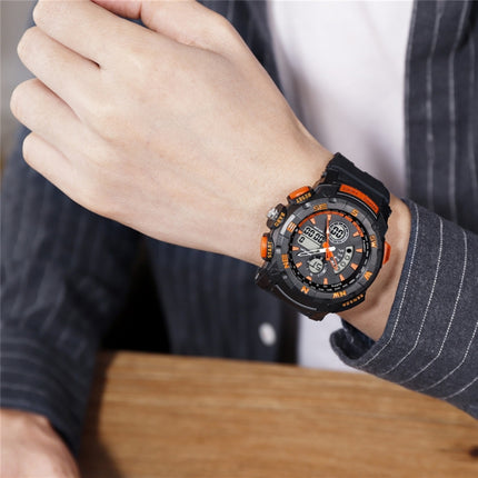 SANDA 775 Watch Male Electronic Watch Adult Middle School Students Youth Multi Functional Sports Water Proof Trend Double Watch(Orange)-garmade.com