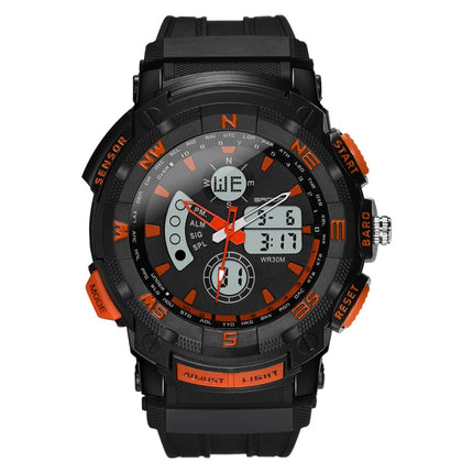 SANDA 775 Watch Male Electronic Watch Adult Middle School Students Youth Multi Functional Sports Water Proof Trend Double Watch(Orange)-garmade.com