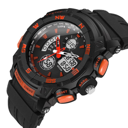 SANDA 775 Watch Male Electronic Watch Adult Middle School Students Youth Multi Functional Sports Water Proof Trend Double Watch(Orange)-garmade.com