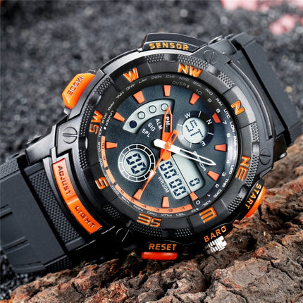 SANDA 775 Watch Male Electronic Watch Adult Middle School Students Youth Multi Functional Sports Water Proof Trend Double Watch(Orange)-garmade.com