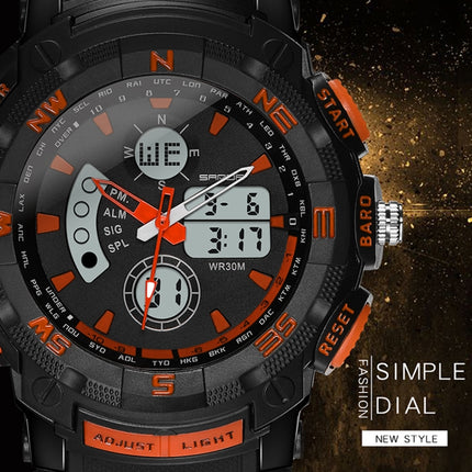 SANDA 775 Watch Male Electronic Watch Adult Middle School Students Youth Multi Functional Sports Water Proof Trend Double Watch(Orange)-garmade.com